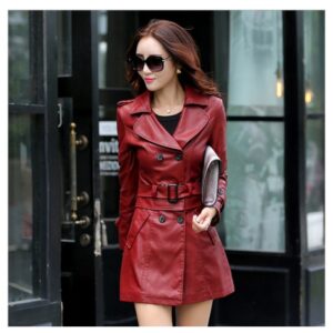 Luxury Executive Leather Trench Coat - Unleash Your Professional Style