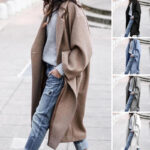 Women Casual Long Woolen Jacket with Pockets