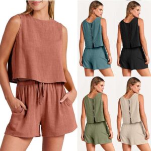 Premium Sleeveless Top & Tailored Shorts Set - Elevate Your Style with Luxury