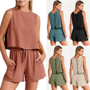 Premium Sleeveless Top & Tailored Shorts Set - Elevate Your Style with Luxury