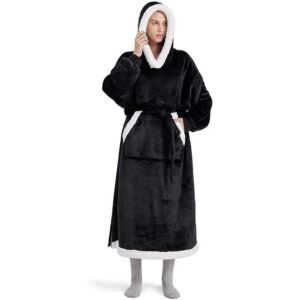 Unisex Winter Hoodie Blanket With Button Oversized Pullover