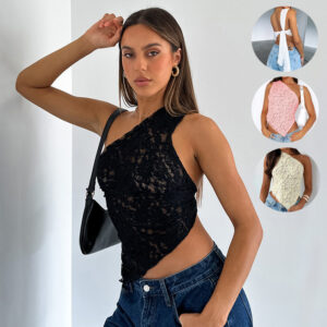 Womens Ins Lace Backless Top