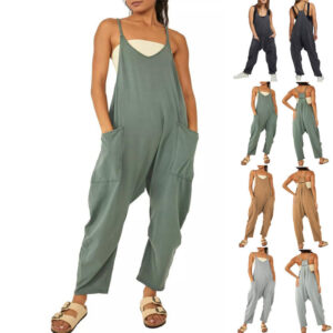 Women Loose Sleeveless Jumpsuits Spaghetti Strap Romper