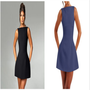 Women Sexy Slim-fitting Backless Dress Summer Sleeveless Short Dresses