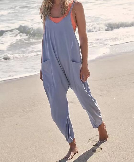 Women Loose Sleeveless Jumpsuits Spaghetti Strap Romper