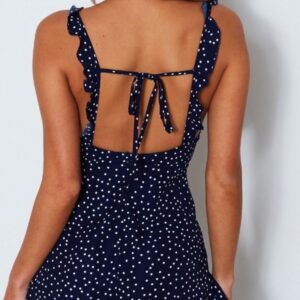 Women Polka-dot Strappy Dress Summer Fashion Beach Sundress