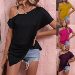 Women Off Shoulder Blouse Summer Irregular Design Tops Shirt