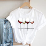 Women Printed Wine Top Short Sleeve Casual T-Shirt