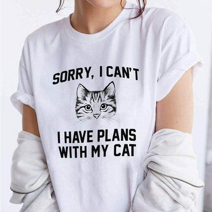Best Women's Summer Tops -Women Cat Face Print Top Cartoon Graphic Tee Shirt - coutureoutfit