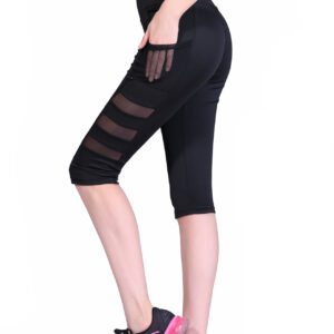 helisopus women in quick drying high waist pants pocket, elastic mesh sports leisure fitness that hot pants leggings