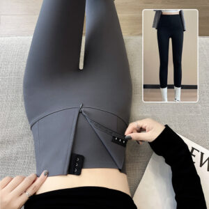 Women Belly-controlling Butt Lifting Leggings High Waist Zippere Pants Warm Velvet And Thickened Trousers
