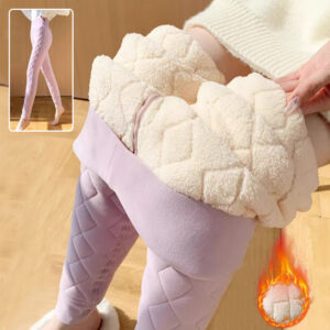 Women Warm Thickened Cashmere Leggings Winter Rhombus Stitching Pants
